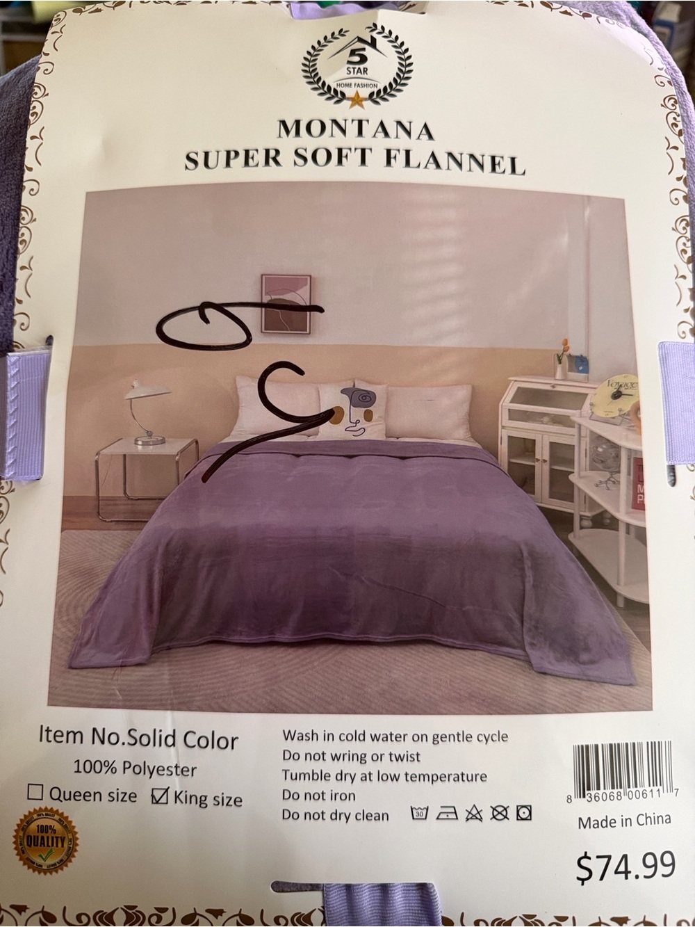 Super Soft Flannel Lavender Bedspread - King